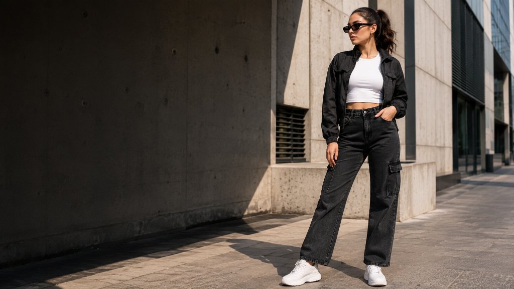 Relaxed 6-Pocket Utility Cargo Jeans