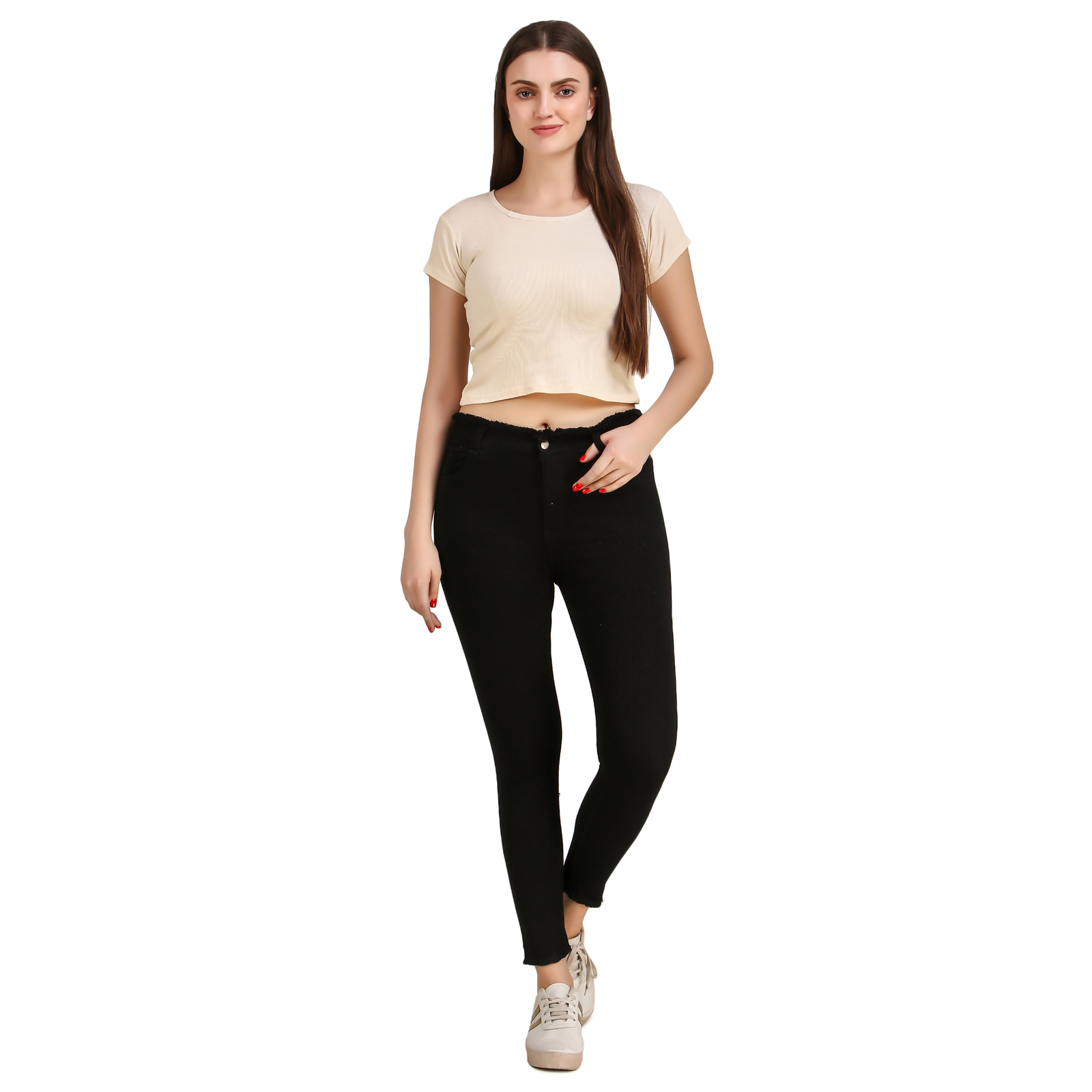 STYLONES Women's Knitted Denim Stretchable High Rise Jeans