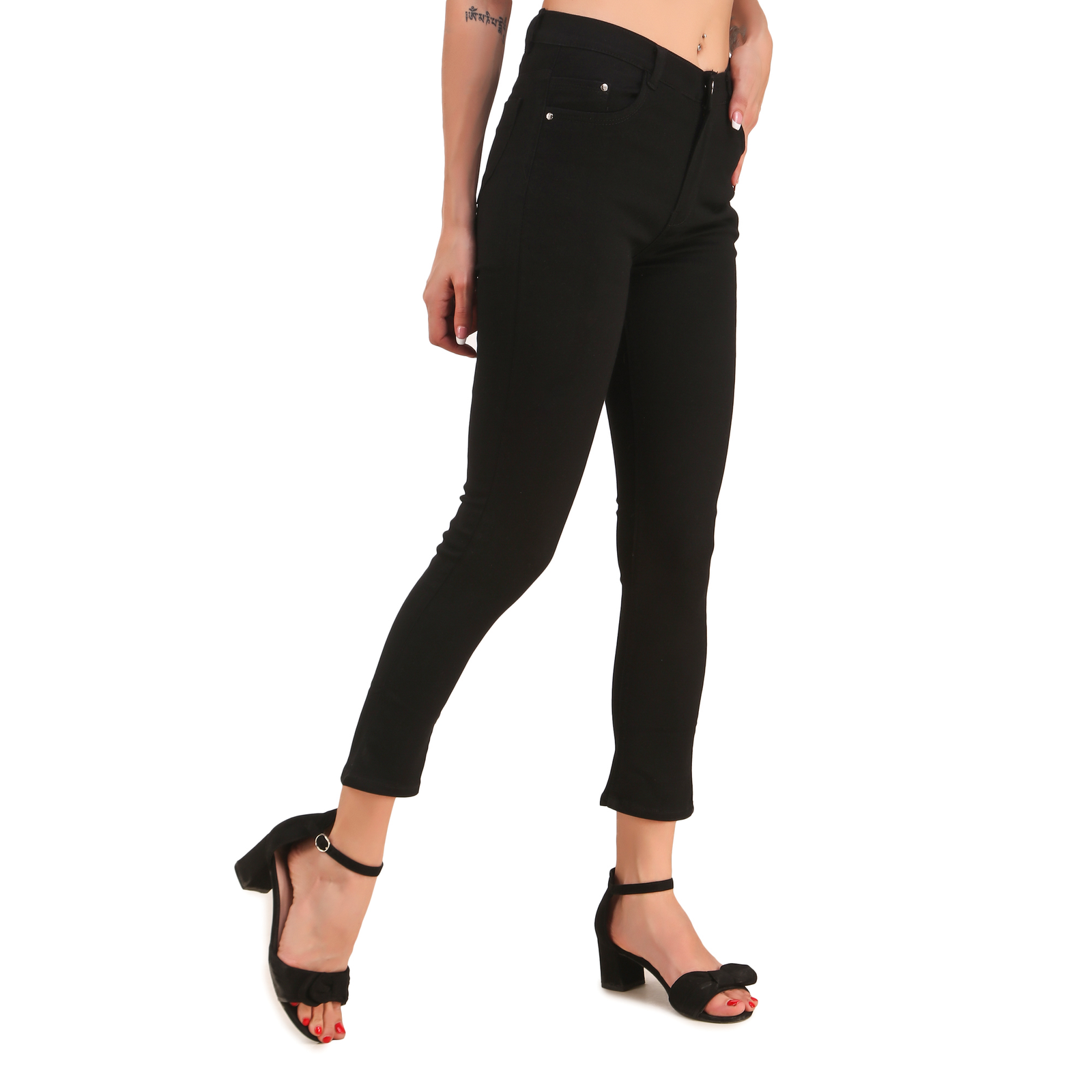 Stylones Mid Rise Single Button Slim Ankle Length Jeans