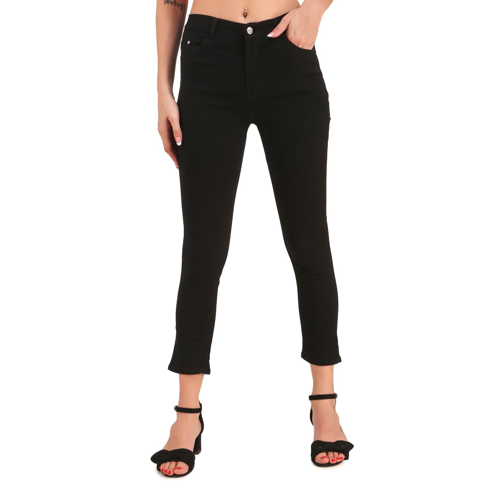 Stylones Mid Rise Single Button Slim Ankle Length Jeans